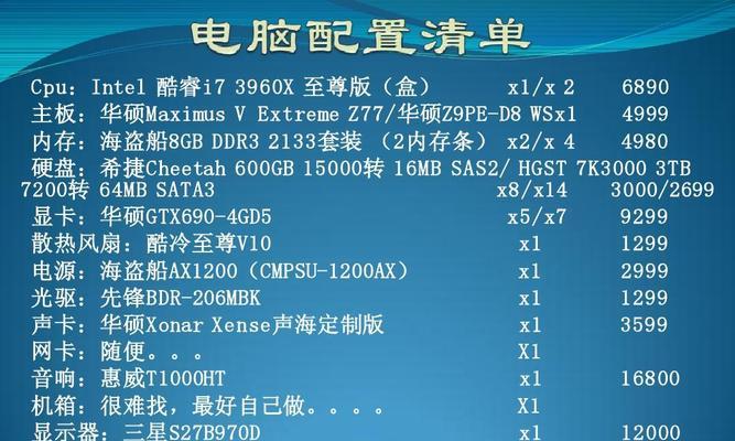 如何选择最佳电脑配置清单（为您提供电脑硬件配置的最佳选择及优化建议）